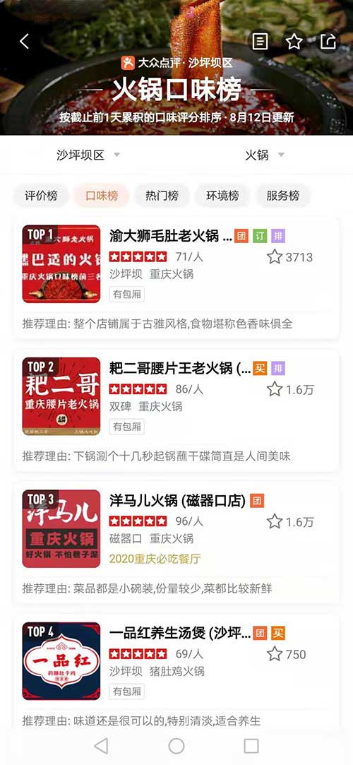 美團(tuán)沙坪壩口味榜第yi名