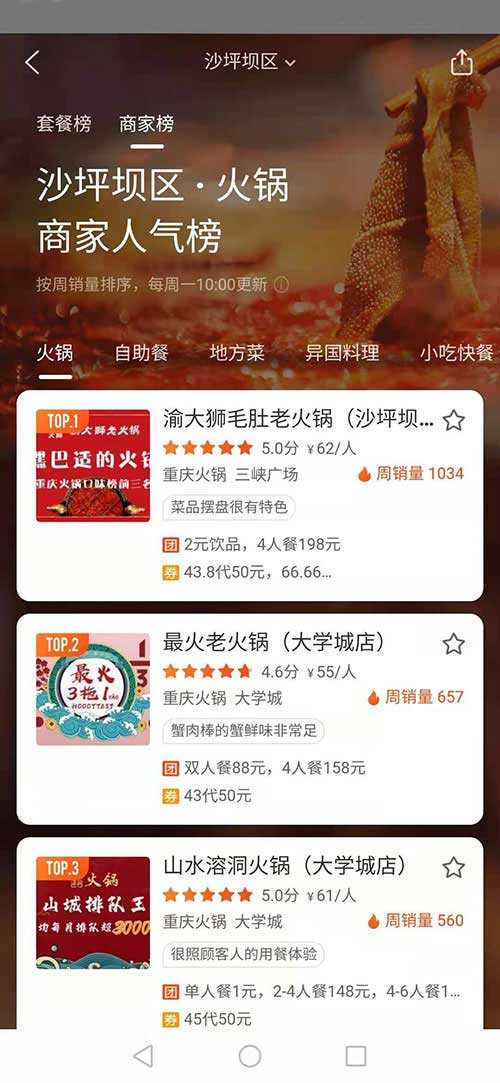 美團(tuán)沙坪壩商家人氣第yi名